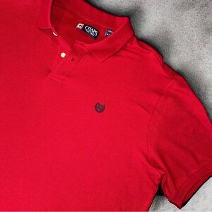 Chaps Men's XL Red Short Sleeve Polo Shirt 100% Cotton Pique Crest Logo Classic